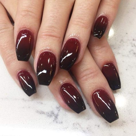 Maroon Ombre Nails, Black Ombre Nails, Ombre Burgundy, French Fade, Goth Things, Ombre Acrylic Nails, Nail Art Ombre, Burgundy Nails, Nails 2020