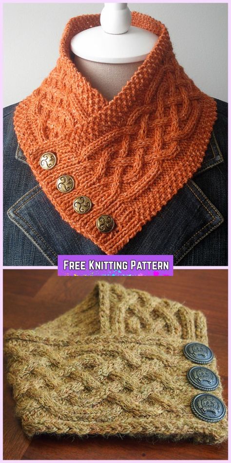 Knit Celtic Cable Neckwarmer Scarf Free Knitting Pattern Neck Patterns, Knitted Cowl, Knitted Scarves, Knitting Patterns Free Scarf, Cowl Knitting Pattern, Free Scarf, Scarf Knitting Patterns, Crochet Cowl, Knit Stitch