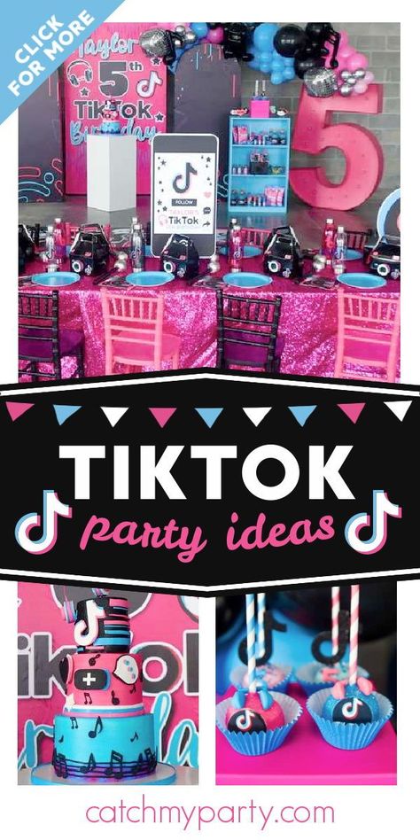 Tik Tok Party Ideas Decorations, Tiktok Theme Birthday Party, Tiktok Party Ideas, Tiktok Birthday Party Ideas, Tik Tok Birthday Party, Tiktok Birthday Party, Tiktok Theme, Tik Tok Birthday, Popcorn Party Favors