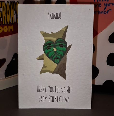 Zelda Birthday Card Ideas, Zelda Birthday Card Diy, Zelda Cards Birthday, Zelda Birthday Card, Legend Of Zelda Korok, Zelda Korok, Zelda Birthday, Cool Birthday Cards, Happy 6th Birthday