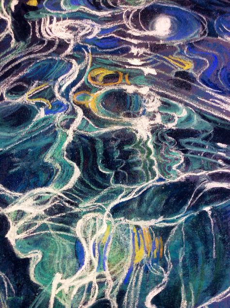 Water Patterns. - Pastel.  Glyn Overton. Water Distortion Art, Oil Pastel Water Drawing, Water Pastel Art, Water Artwork, Drawing Competition, Water Abstract, Water Drawing, Water Patterns, Water Art