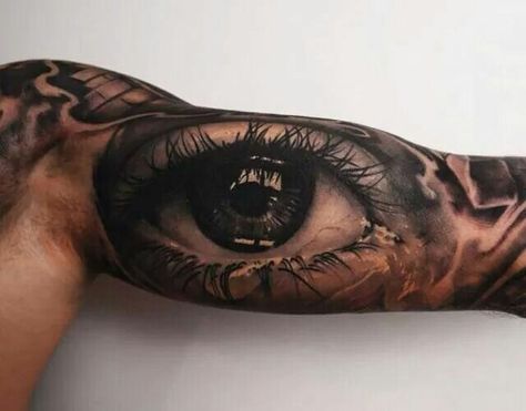 Eye Tattoo Realistic, Tattoos Arm Mann, Realistic Eye Tattoo, Bicep Tattoo Men, Eye Tattoos, Eyeball Tattoo, Inner Arm Tattoos, Inner Bicep Tattoo, Girl Face Tattoo