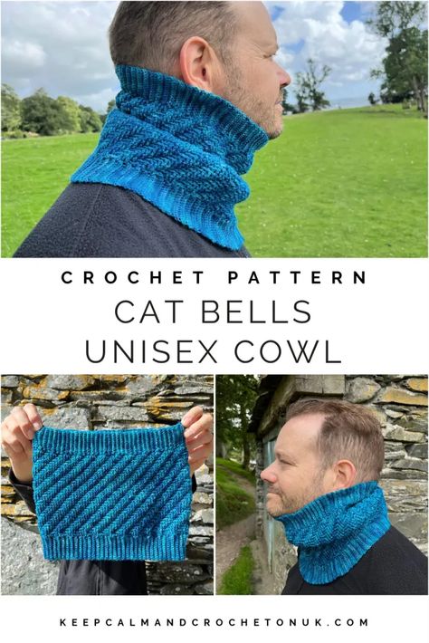 Mens Cowl, Unisex Crochet, Crochet Caps, Crochet Infinity Scarf Pattern, Bella Coco, Crochet Cowl Free Pattern, Crochet Men, Infinity Scarf Pattern, Crocheted Cat