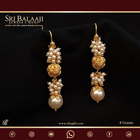 Pearl gold hanging Simple Pearl Drop Earrings, Hanging Pearl Earrings, Pearl Hanging Earrings Gold, Pearl Hanging Earrings, Kundan Studs, Antique Necklace Gold, Ear Jewellery, Diy Jewelry To Sell, Ear Pieces