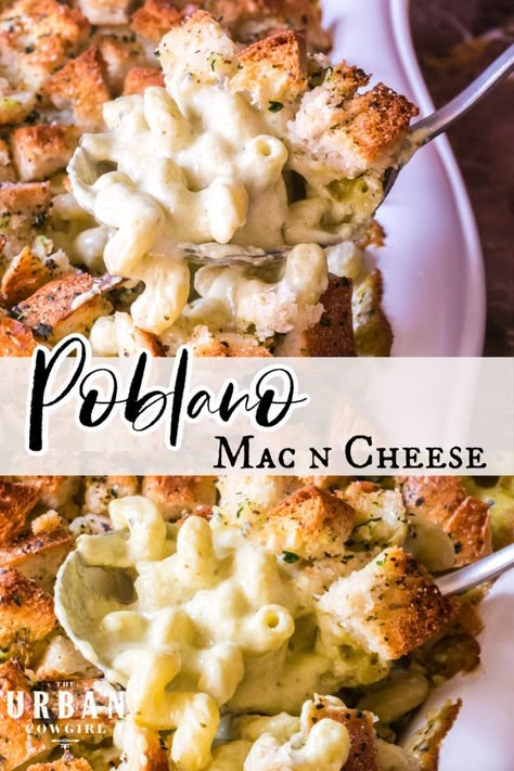 Poblano Mac And Cheese Recipe, Poblano Mac And Cheese, Mexican Mac And Cheese, Simple Mountain Tattoo, The Best Mac And Cheese, Best Mac And Cheese, Urban Cowgirl, Macaroni Pasta, Best Mac