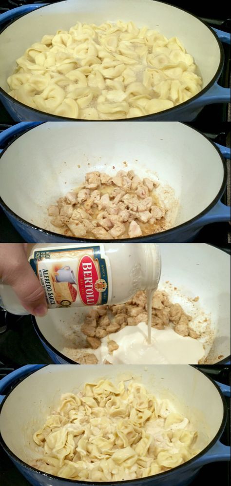 How To Make Chicken Alfredo Easy, Stovetop Chicken Alfredo, Chicken Alfredo Stovetop, Chicken Alfredo With Egg Noodles, One Pot Chicken Alfredo, Chicken Alfredo Tortellini, Alfredo Tortellini, Chicken Alfredo Recipes, Tortellini Recipes