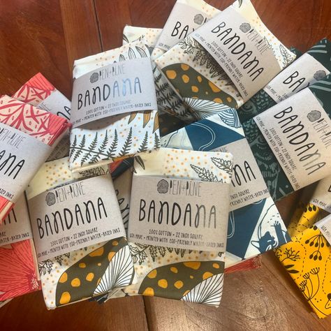 We’ve been packaging bandanas like crazy for wholesale orders, and I’m here for it! This has been the summer of bandanas and greeting cards in the Pen+Pine studio - keep those orders coming! . . . #bandanadesign #bandanas #smallbusiness #studio #packaging Bandana Packaging, Bandana Design, The Pen, July 17, Like Crazy, Bandanas, Greeting Cards, Pen, Packaging