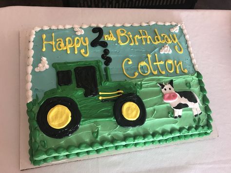 Tractor Cow Farm Animal Birthday Sheet Cake Cow Cakes For Boys, Tractor Sheet Cake, Cow Birthday Cake, Birthday Sheet Cake, Tractor Birthday Party, Cow Cakes, Hockey Party, Birthday Sheet Cakes, Farm Themed Birthday Party