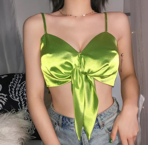 Bow Tie Top, Silk Vest, Satin Crop Top, Satin Camisole, Velvet Crop Top, Cropped Vest, Crop Top Outfits, Cropped Tube Top