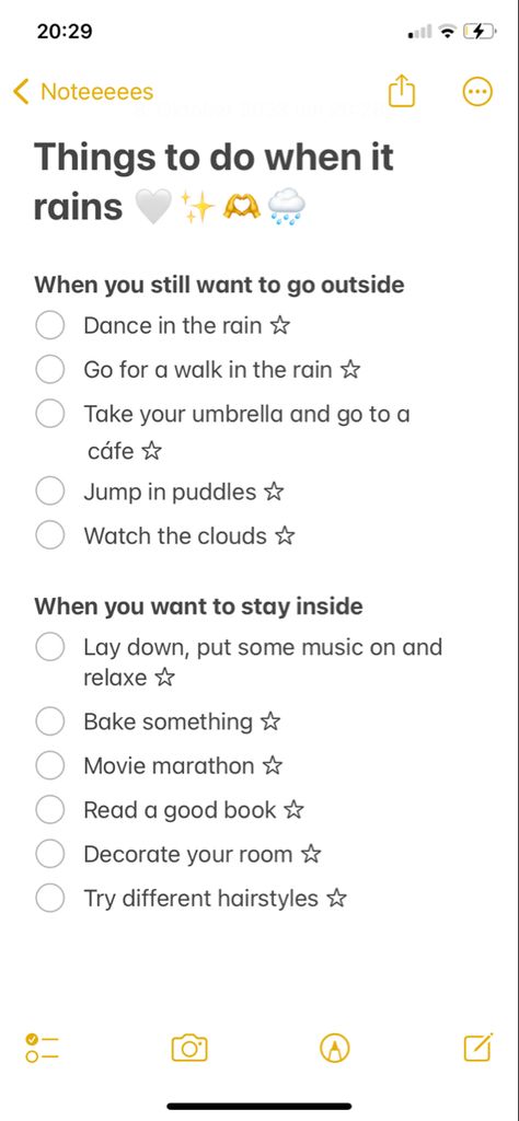 #rain #todolist Things To Do In The Rain With Friends, Things To Do When Raining, Things To Do In The Rain, What To Do On Rainy Days, Things To Do When Its Raining, Things To Do On A Rainy Day, Fun In The Rain, Things To Do Inside, Babysitting Activities