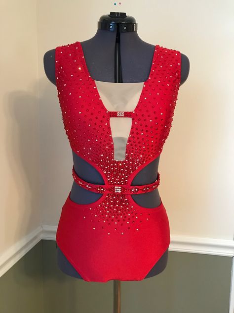 Jazz Dance Costumes Sassy Red, Jazz Dance Costumes Sassy, Red Leotard, Pretty Dance Costumes, Tap Costumes, Custom Dance Costumes, Duo Costumes, Aaliyah Style, Ballroom Costumes