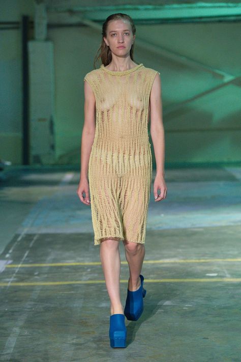 Eckhaus Latta | Ready-to-Wear Spring 2020 | Look 10 Semester 2, Cocoon Dress, Eckhaus Latta, New York Spring, Sheer Fashion, Spring Outfits Women, Abayas Fashion, Fashion Costume, Fashion Editor