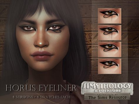 The Sims Resource - SIMYTHOLOGY - Horus Eyeliner Egyptian Eyeliner, Egyptian Eye Makeup, Egyptian Makeup, Egyptian Eye, Monster High Clothes, Sims 4 Tsr, Sims 4 Black Hair, Makeup Cc, Sims Resource