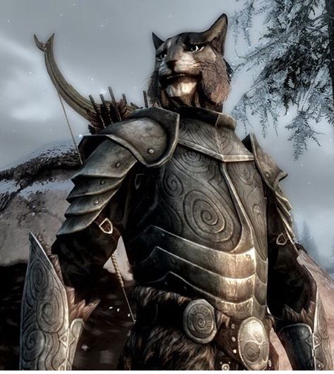 Kharjo my favourite follower ❤️ Elder Scrolls, Dark Souls, Skyrim, Hush Hush, My Favourite, Dungeons And Dragons, Fantasy Art, Mood Board, Lion Sculpture