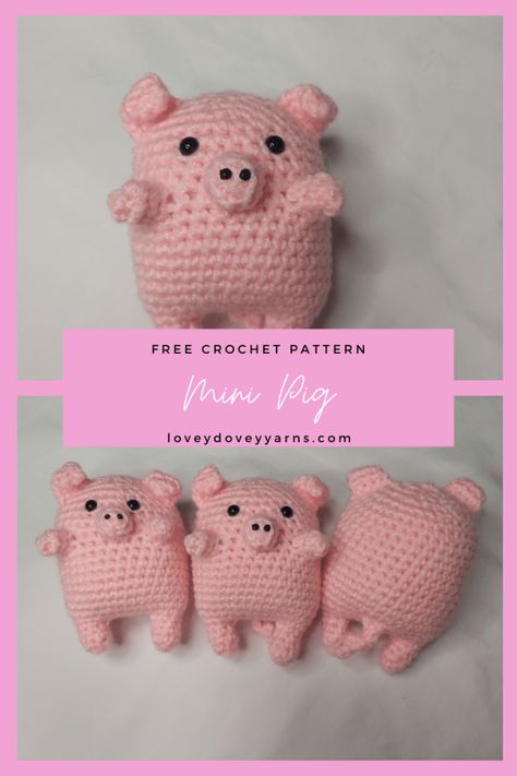 Mini Pig Free Crochet Pattern - Lovey Dovey Yarns Small Pig Amigurumi Free Pattern, Small Crochet Pig Free Pattern, Easy Pig Crochet Pattern, Pig In Blanket Crochet, Pigs In Blanket Crochet Pattern, Crochet Pig In Blanket, No Sew Pig Crochet Pattern, Crochet Pig In A Blanket, Pigs In Blankets Crochet Pattern