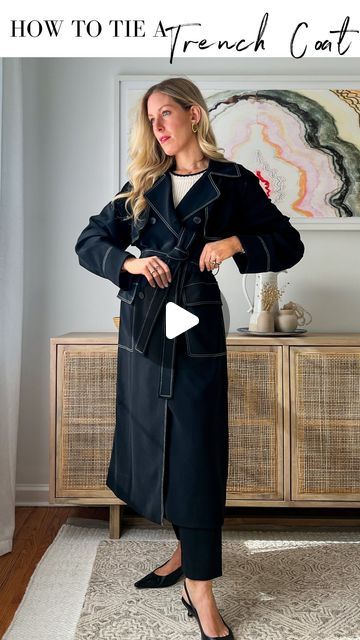 Liz Teich on Instagram: "The BETTER ways to tie your trench coat 🧥 

👉🏻Comment TRENCH to get this one and the outfit + my invite to my event with @mmlafleur this Thursday👈🏻 

Only a few spots left so be sure to RSVP to get in / get a gift bag / 🌎 shop sustainably🌎 with pre-owned finds / get styled & hang with me. You can even bring pre-owned MM pieces to get store credit for new ones! Hope to see you there!

ps No judgements here if you’re in a hurry and do it like the ❌ but we could do better for when you want to look put together. 

You can even keep it tied the 2nd way so that way you can always have shape and look like you made an effort. 😜

✨ SAVE this to remember + SHARE to save others✨

#trenchcoat #trench sustainablefashion #reelsinstagram #outfitinspo #stylingvideo #outfit Black Belted Coat Outfit, How To Tie A Knot On A Trench Coat, How To Tie A Trench Coat Belt In The Back, Tying A Trench Coat Belt, Tying Trench Coat Belt In Back, Belted Coat Outfit, Trench Coat Tied In Back, Belted Coat, Make An Effort