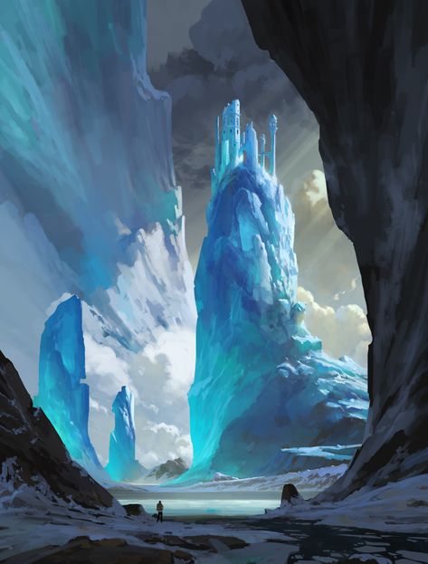 ArtStation - Ice bergs, Sin jong hun Background References, Illustration Fantasy, Mtg Art, Ice Cave, Landscape Concept, 다크 판타지, Fantasy Setting, Fantasy Places, Fantasy Art Landscapes