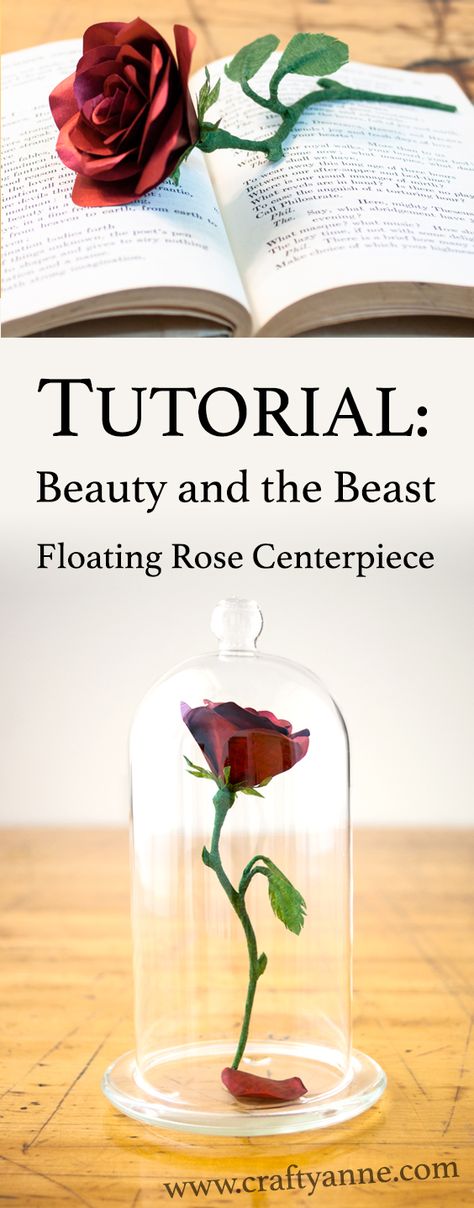 Learn how to make a “floating” Beauty and the Beast rose centerpiece or decoration in this tutorial! I'm so excited for the upcoming Disney live-action version of Beauty and the Beast. Beauty and the Beast rose tutorial, enchanted rose prop, wedding centerpiece   #beautyandthebeast Wedding Centerpieces Roses, Wedding Ideas Disney, Beast Beauty And The Beast, Beauty And The Beast Quince, Centerpiece Tutorial, Beauty And The Beast Rose, Beauty And Beast Wedding, Rose Centerpiece, Beauty And The Beast Theme