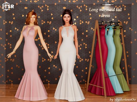 The Sims Resource - Long mermaid tail dress Mermaid Tail Dress, Tight Long Dress, Sims 4 Wedding Dress, Mermaid Bride, Vip Dress, Sims 4 Tsr, Sims 4 Game Mods, Tail Dress, Casas The Sims 4