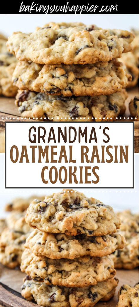 Grandma’s Oatmeal Raisin Cookies, a soft and chewy cookie packed with raisins, oatmeal, and walnuts in every delicious homemade cookie bite! Honey Oatmeal Raisin Cookies, Weight Watchers Oatmeal Raisin Cookies, Grandma's Oatmeal Raisin Cookies, Amish Oatmeal Raisin Cookies, Oatmeal Raisin Cookies With Honey, Grandma Cookies Recipe, Oatmeal Raisin Lactation Cookies, Costco Oatmeal Raisin Cookie Recipe, Oatmeal Raisin Cookies Easy