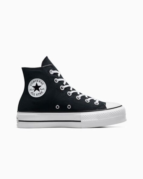 Chuck Taylor All Star Lift Platform @converse Black Converse Platform, Black Chuck Taylors, Converse Platform, Womens High Top Shoes, Platform Converse, White Shoe, Black Converse, Black High Tops, Converse Chuck Taylor All Star