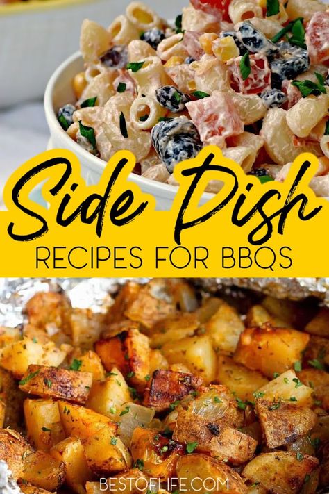 So you've got the grill fired up, the meat smoking, and the drinks iced, now how about some of the best side dishes for a BBQ? BBQ Recipes | Recipes for Outdoor Parties | Recipes for Summer Parties | Summer Recipes | Party Recipes | Recipes for a Crowd | Side Dish Recipes for a Crowd | Dinner Party Recipes | Summer Party Recipes | BBQ Recipes for a Crowd | Easy Side Dish Recipes | Summer Salad Recipes | Salad Recipes for Parties #summerrecipes #partyrecipes via @thebestoflife Recipes For A Crowd Dinner, Bbq Recipes For A Crowd, Side Dishes For A Bbq, Easy Cookout Food, Summer Party Recipes, Summer Cookout Side Dishes, Barbecue Party Food, Easy Cookout Side Dishes, Easy Bbq Side Dishes