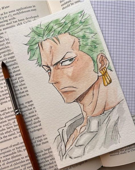 Zoro One Piece Painting, Zoro Sketch Art, One Piece Art Drawing, Zoro Painting, One Piece Sketch, Zoro Drawing, Sukuna Drawing, Zoro Luffy, One Piece Zoro