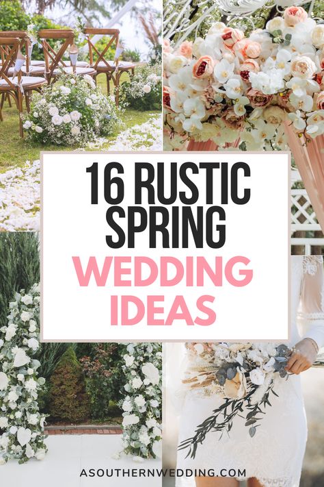 These rustic spring wedding ideas are so dreamy, you'll be inspired when planning your big day! #rusticwedding #rusticweddingdiy #rusticweddingideas #weddingideasrustic #weddingdecorrustic #weddingreceptionrustic #rusticweddingreception #rusticweddingdecorations #rusticweddingdecor #rusticweddinginspo #rusticweddingdecorideas #diyrusticwedding #rusticweddingceremony #springrusticwedding Rustic Spring Wedding Ideas, Spring Rustic Wedding, April Wedding Colors, Spring Wedding Centerpieces, Rustic Spring Wedding, Rustic Wedding Colors, Spring Wedding Ideas, Rustic Centerpiece, Rustic Elegant Wedding