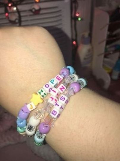 Custom BTS bracelets Funny Bracelets, Bts Bracelets, Kpop Jewelry, Rave Bracelets, Bts Bracelet, Diy Kandi Bracelets, String Bracelet Patterns, Bracelets Beads, Friendship Bracelets With Beads