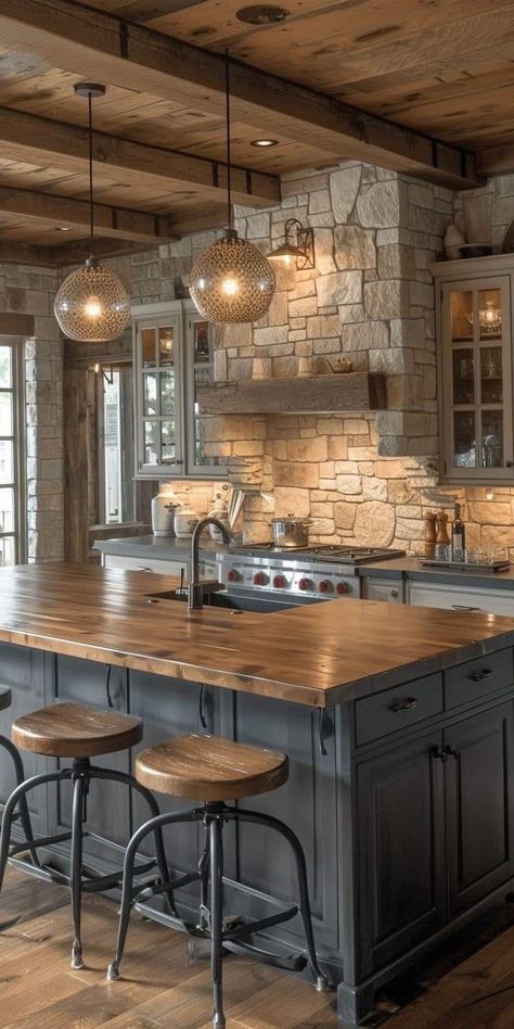 Modern Kitchen Styling, Kitchen Room Designs, Kitchen Styling Ideas, Masculine Decor, Rustic Kitchen Island, Pendant Ideas, Innovative Kitchen, Kitchen Island Chandelier, Island Chandelier