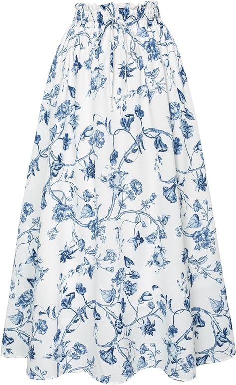 Amazon.com: Long Flowy Skirts for Women Victorian Floral Print Flowy Skirt with Pockets Blue XL : Clothing, Shoes & Jewelry Long Skirt With Pockets, Floral Long Skirt, Victorian Skirt, Long Flowy Skirt, Modest Outfit Ideas, Skirt Images, Cottagecore Outfits, Long Skirt Outfits, Langer Rock