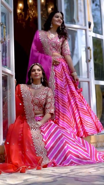 Leheriya Lehenga, Center Of Attention, Embroidered Blouse, Bangalore, Contact Us, Special Occasion, Saree, Make It Yourself, Pink