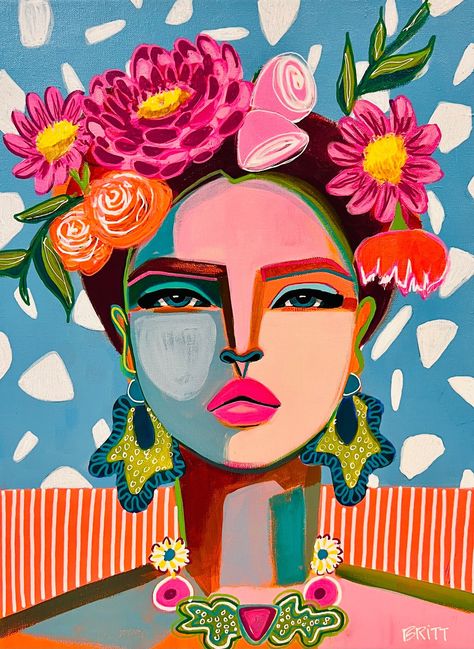 Ikea Frame, Desain Tote Bag, Surealism Art, Canvas Painting For Beginners, Whimsical Art Paintings, Frida Art, Flowers In Her Hair, Painting Ideas For Beginners, Inspiration Painting