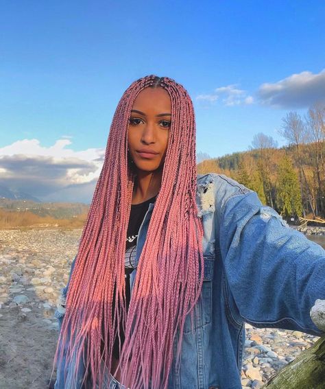 ELSA DESIREE on Instagram: “💙🌸” Pink Hair Extensions Braids, Pink Box Braids Black Women, Pastel Pink Braids, Pink Ombre Box Braids, Light Pink Box Braids, Box Braids Two Colors, Pastel Box Braids, Elsa Desiree, Braids With Color Extensions