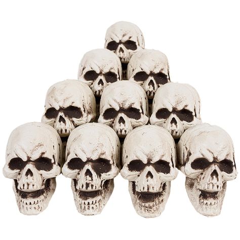 PRICES MAY VARY. Spooky Decor: Set of 10 miniature skull figurines perfect for Halloween decorations or pranks. These realistic plastic skull head models, each measuring around 1.97 x 2.36 x 2.76 inch, are sure to add an eerie touch to your Halloween festivities. Whether you're setting the scene for a haunted house, adorning your mantelpiece with a touch of the macabre, or simply looking to prank your friends, these miniature skeletons are a must-have. Realistic Design: Plastic skulls with lifel Skull Figurines, Table Decor Halloween, Realistic Skull, Halloween Pranks, Head Table Decor, Skeleton Head, Halloween Miniatures, Halloween Festivities, Head Model