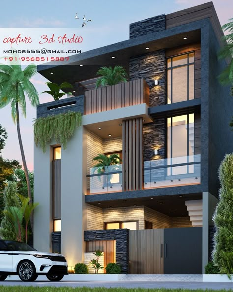 Modern House Front Design Front Elevation Tiles Design, Elevation Tiles Design, Front Elevation Tiles, Modern Elevation Design, Home Front Elevation, Front Building Design, Elevation Tiles, Indian House Exterior Design, Modern Elevation