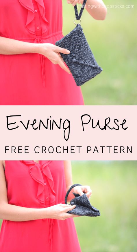 Are you ready for date night? With this cute clutch crochet purse pattern free and easy, you'll be ready for any date! It's the perfect size to fit your phone, wallet, and keys.Crocheted in a flat rectangle then folded and sewed, it's great for beginners and experts alike. #crochetpurse #clutch #crochetbag #crochetpattern Crochet Purse Pattern, Purse Patterns Free, Crochet Clutch Bags, Clutch Pattern, Large Knitting, Crochet Purse Pattern Free, Purse Pattern, Knitting Project Bag, Pattern Knitting