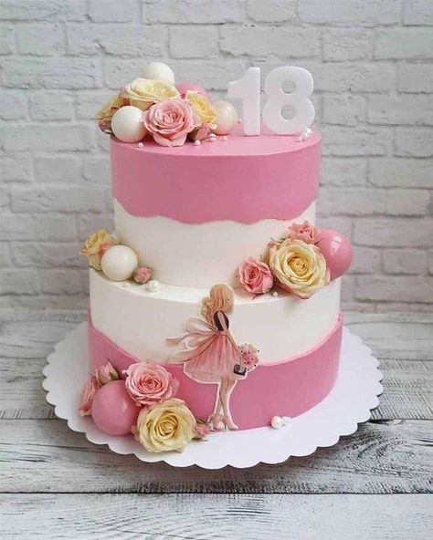 Pink Cake Ideas, Pink Birthday Cake Ideas, Barbie Themed Cake, Debut Cake, Diy Cake Topper Birthday, Pink Birthday Cake, Happy Anniversary Cakes, Tiered Cakes Birthday, Minnie Cake