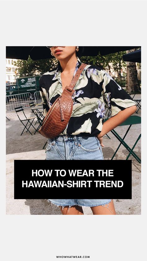 How to wear the Hawaiian shirt trend Styling Hawaiian Shirts Women, Tropical Shirt Outfit Women, Hawaiian Shirt Outfit Women, Luau Party Outfit, Tropical Print Outfit, Hawaiian Outfit Women, Hawiian Shirts, Hawaiian Shirt Outfit, Hawaiian Shirt Women