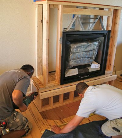 How To Frame A Gas Fireplace Insert, How To Build A Gas Fireplace, How To Build A Hearth, Diy Fireplace Surround For Gas Insert, Building A Gas Fireplace, Zero Clearance Fireplace Wood Burning, Hearth Remodel, Hearth Seating, Propane Fireplace Insert