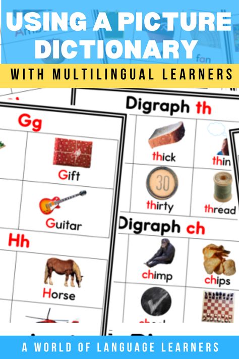 Multilingual Learners, Personal Dictionary, New Vocabulary, Vocabulary Instruction, New Vocabulary Words, Beginning Readers, Picture Dictionary, Teaching Language Arts, English Language Learners