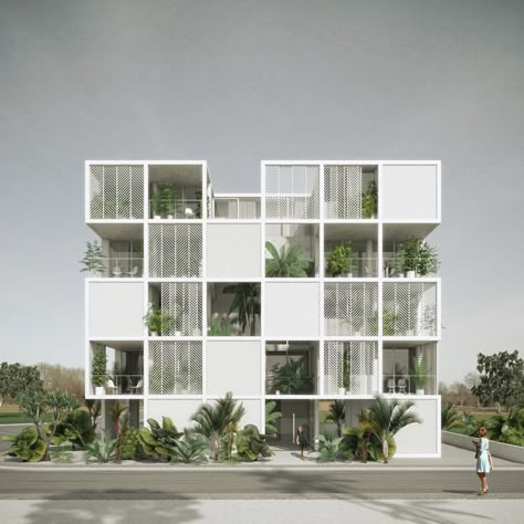 Block Architecture Design, Rectangle Building, Grid Building, Facade Materials Architecture, Modular Architecture, Grid Architects, Grid Architecture, Modular Housing, Collective Housing