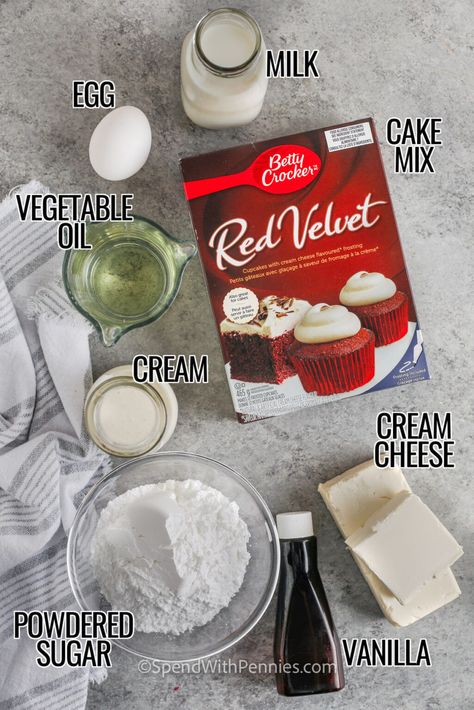 Combine the fluffy goodness of red velvet cake with creamy and sweet cheesecake in this easy red velvet cheesecake recipe! Make those calories count with this sumptuous and simple cake. All that is needed is a box of cake mix and a few ingredients for the no-bake cheesecake layer. Make the cake, combine the cheesecake ingredients, layer it, and let it set in the refrigerator. This cake is oh so good! #easyredvelvetcheesecake #redvelvetcheesecake #redvelvelvetcheesecakerecipe #spendwithpennies Easy Red Velvet Cheesecake, Simple Red Velvet Cake, Red Velvet Cake Mix Recipes, Red Velvet Cheesecake Recipe, Red Velvet Cheesecake Cupcakes, Red Velvet Cake Recipe Easy, Red Velvet Cake Roll, Red Velvet Cheesecake Cake, Perfect Cheesecake Recipe