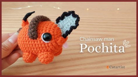 Pochita Chainsaw man Peluche Amigurumi a Crochet Pochita Chainsaw Man, Pochita Chainsaw, Easy Crochet Animals, Crochet Keychain Pattern, Pola Amigurumi, Crochet Animals Free Patterns, Crochet Design Pattern, Amigurumi Tutorial, Kawaii Crochet