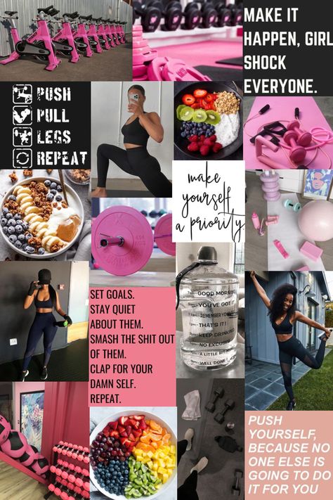 Fitness Mood Board, Vision Board Fitness, Vision Board Themes, Vision Board Pics, Vision Board Collage, Fitness Vision Board, Vision Board Examples, Vision Board Images, Neck Exercises