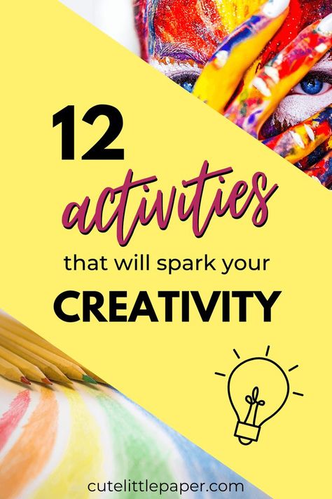 See how to be more creative with these 12 simple activities that’ll spark and grow the creativity inside you. Creative Thinking Activities, Become Creative, Personal Development Activities, English Knowledge, Creative Arts Therapy, Groovy Christmas, Creativity Exercises, Increase Creativity, Activities For Adults