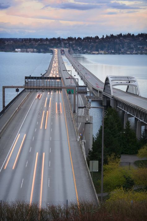 Highway Bridge, Floating Bridge, Bellevue Washington, Vashon Island, Lake Washington, Slow Shutter Speed, Slow Shutter, Mercer Island, Evergreen State