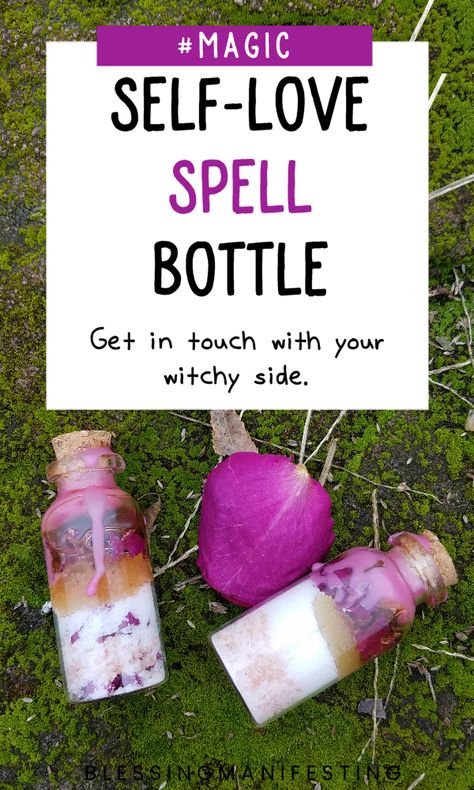 Witchy Oils, Love Spell Bottle, Potion Spells, Blessing Manifesting, Self Love Spell, Old Candle Jars, Witches Jar, Spell Bottles, Spiritual Vibes