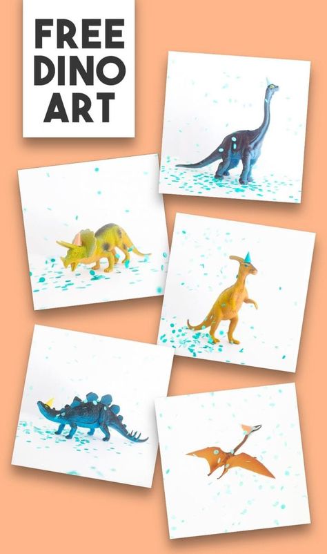 Download and print this cute dinosaur art for preschool kids absolutely free! It\'s perfect decor for a nursery or children's room. These would also be perfect dinosaur birthday party decorations! Cute Dinosaur Art, Dinosaur Party Hats, Art For Preschool, Dinosaur Wall Decor, Dinosaur Birthday Party Decorations, Dinosaur Room Decor, Dinosaur Printables, Dinosaur Posters, Dino Art