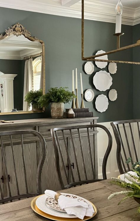 Sherwin Williams Farm To Table Paint Color, Farmhouse Kitchen Paint Colors Sherwin Williams, Best Paint Colors For Dining Room, Sherwin Williams Farm To Table Green, Farm To Table Sherwin Williams, Rustic Green Paint Colors, Farm To Table Paint Sherwin Williams, Pewter Green Dining Room, Sw Farm To Table Paint